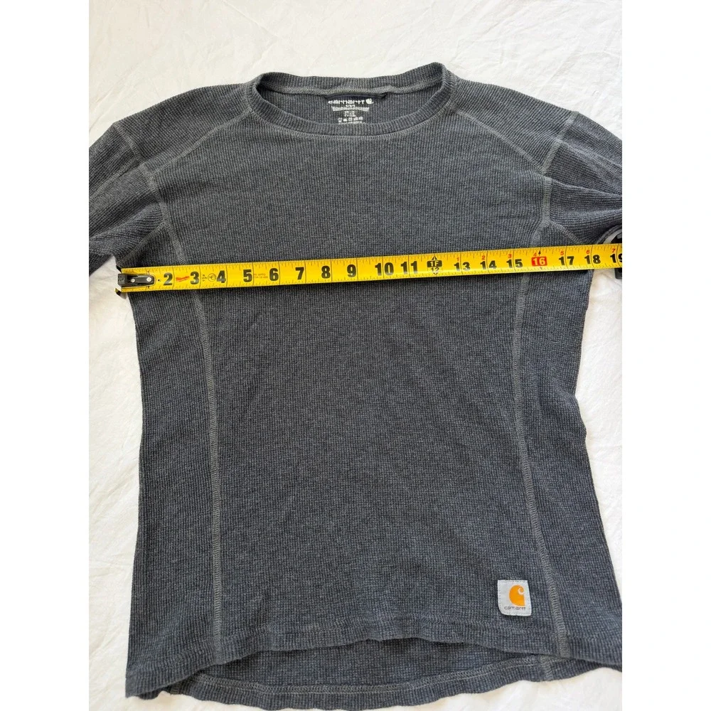 Carhartt Force Mens Small Gray Waffle Knit Thermal Base Layer Long Sleeve Shirt